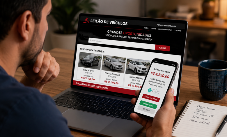 falso leilão de veículos